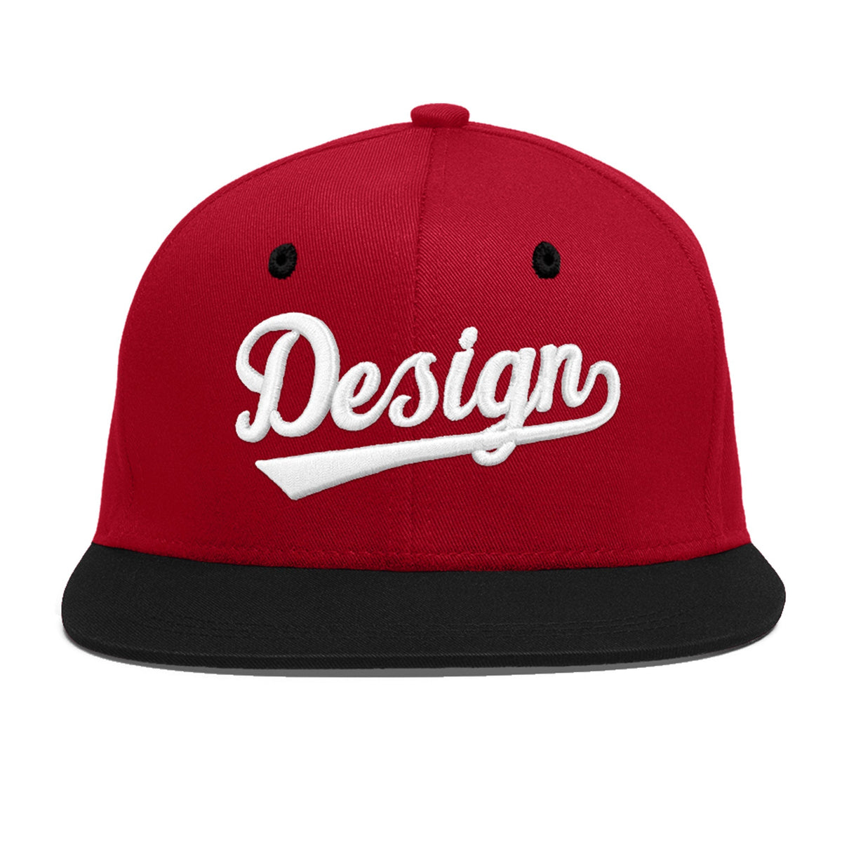 Custom Red Black 3D Puff Embroidery Flat Embroidery Casual Sport Baseball Cap