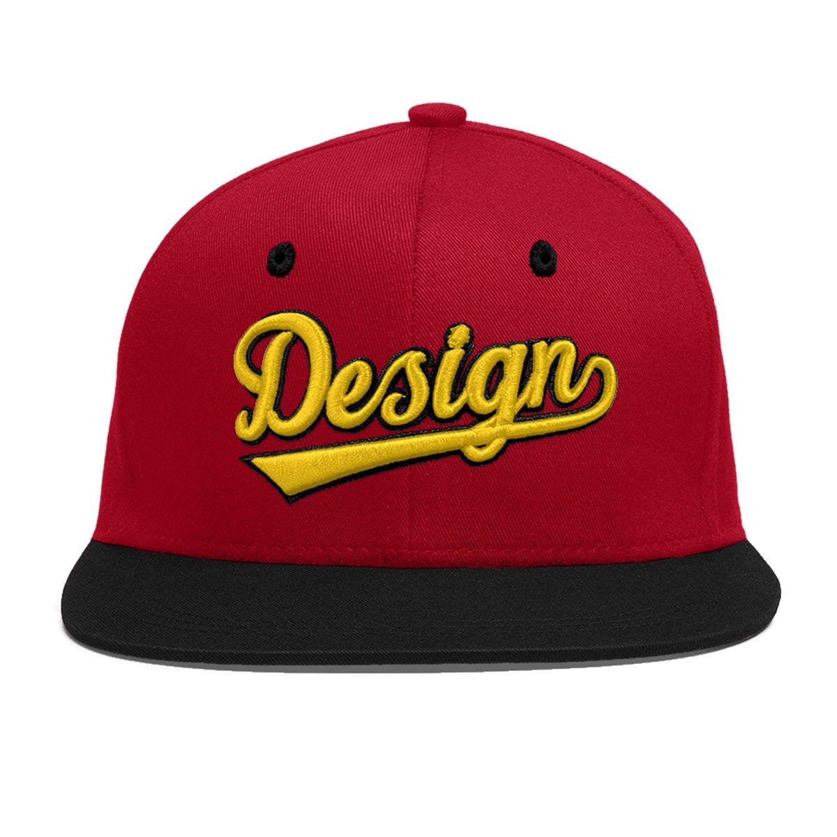 Custom Red Black 3D Puff Embroidery Flat Embroidery Casual Sport Baseball Cap