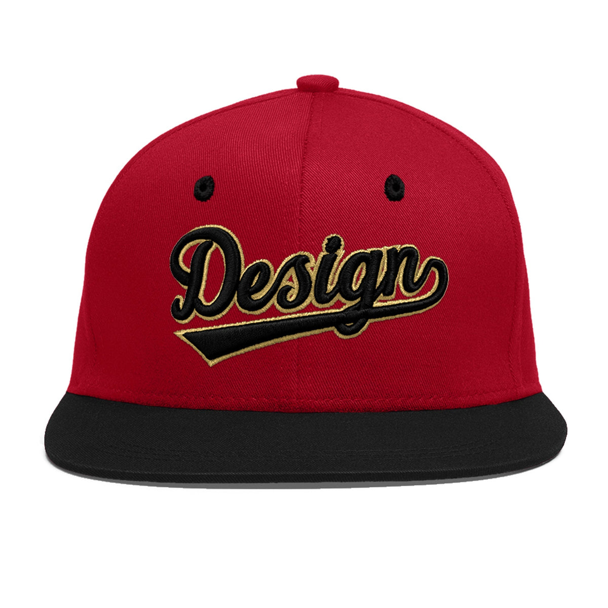 Custom Red Black 3D Puff Embroidery Flat Embroidery Casual Sport Baseball Cap