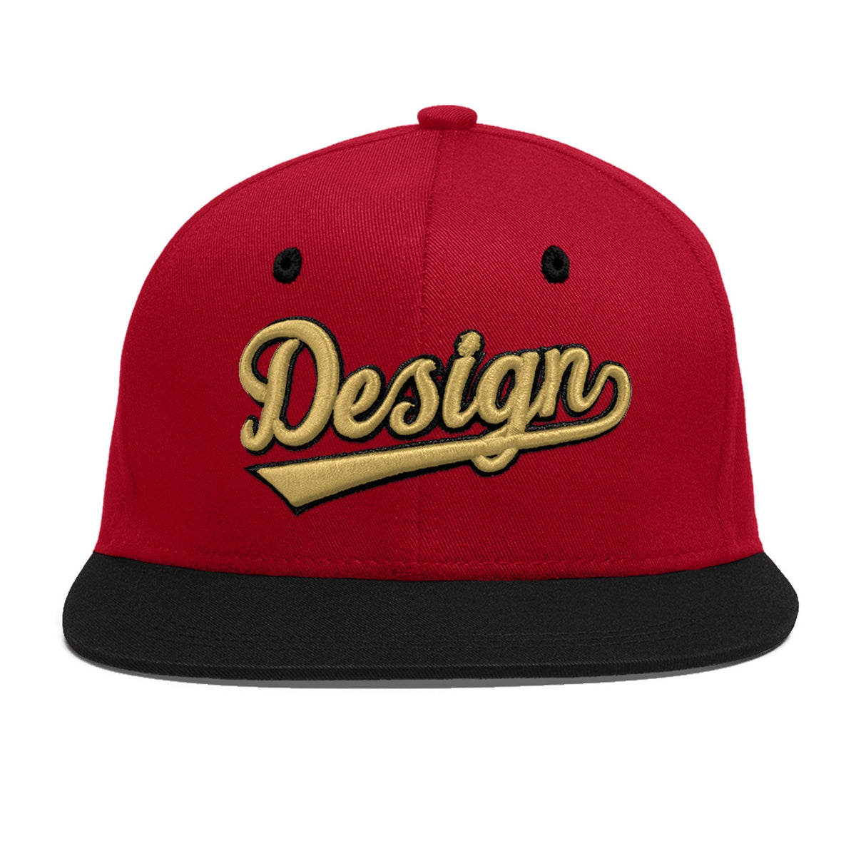Custom Red Black 3D Puff Embroidery Flat Embroidery Casual Sport Baseball Cap