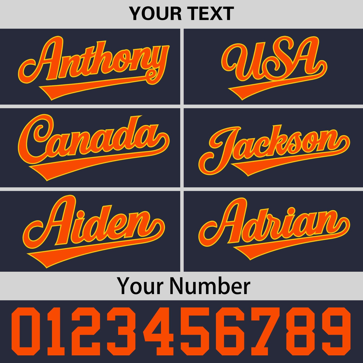 Custom Navy Orange 3D Puff Embroidery Flat Embroidery Casual Sport Baseball Cap