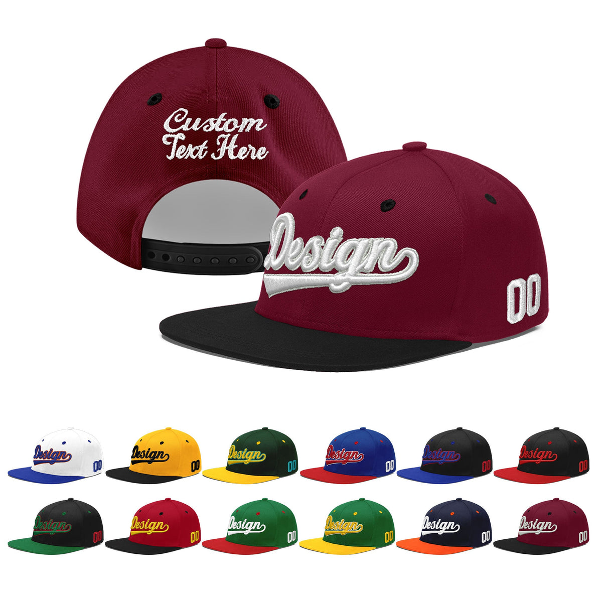 Custom Navy Orange 3D Puff Embroidery Flat Embroidery Casual Sport Baseball Cap