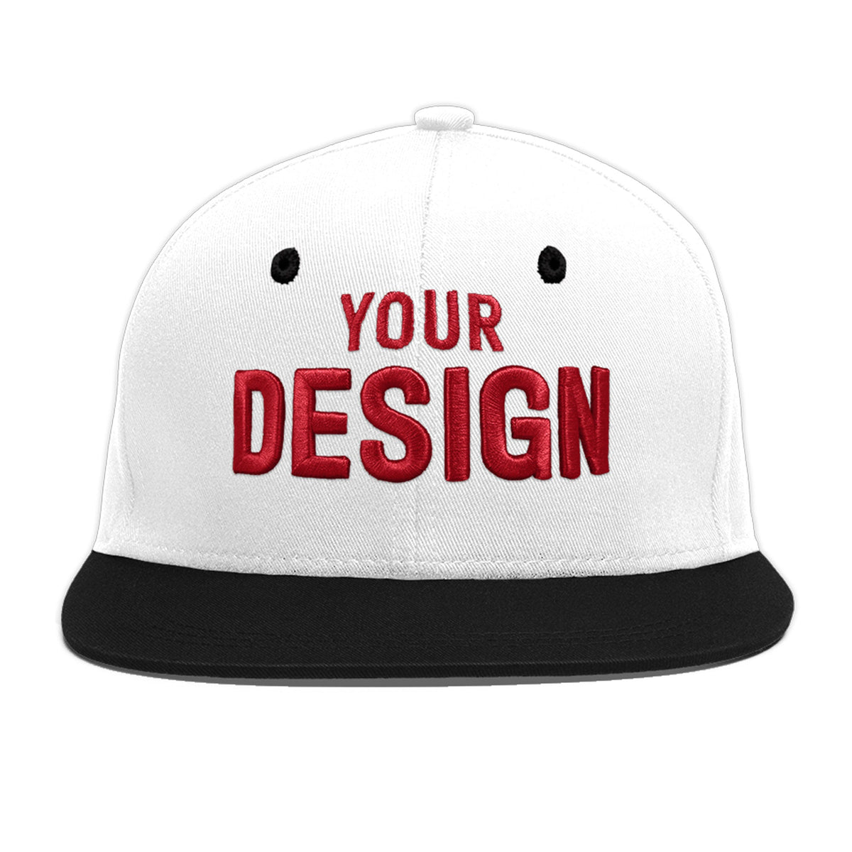 Custom White Black 3D Puff Embroidery Flat Embroidery Casual Sport Baseball Cap