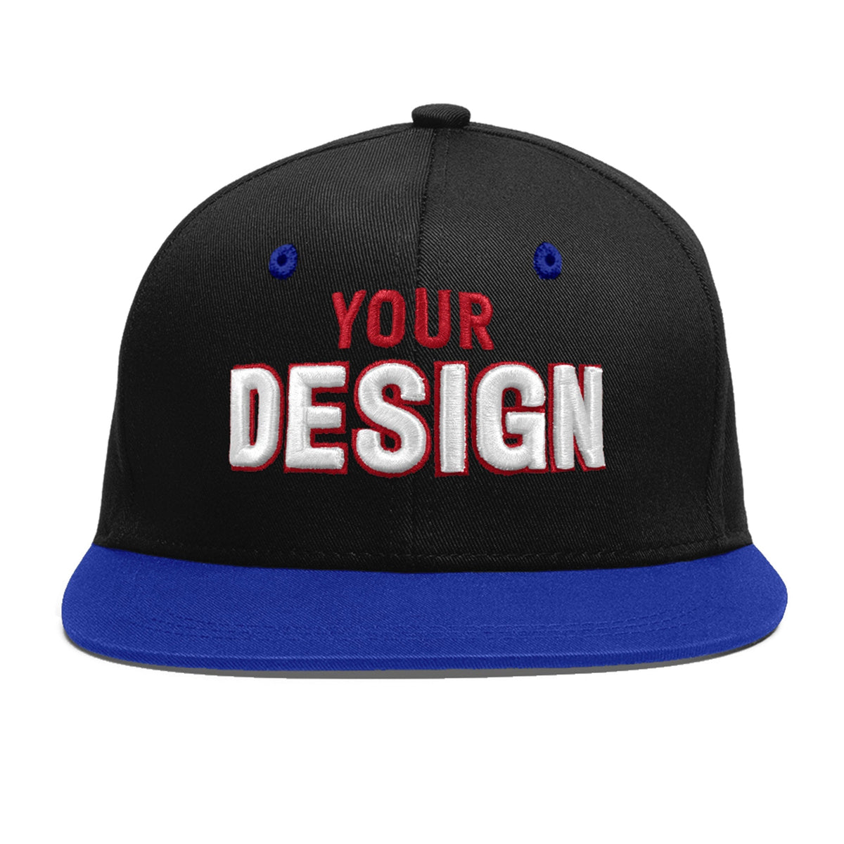 Custom Black Royal Blue 3D Puff Embroidery Flat Embroidery Casual Sport Baseball Cap