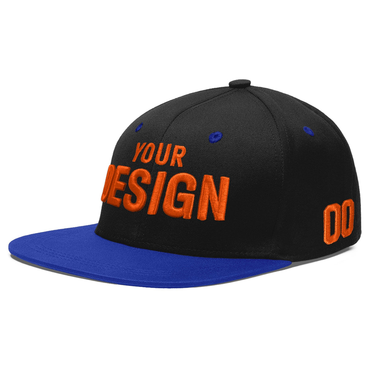 Custom Black Royal Blue 3D Puff Embroidery Flat Embroidery Casual Sport Baseball Cap