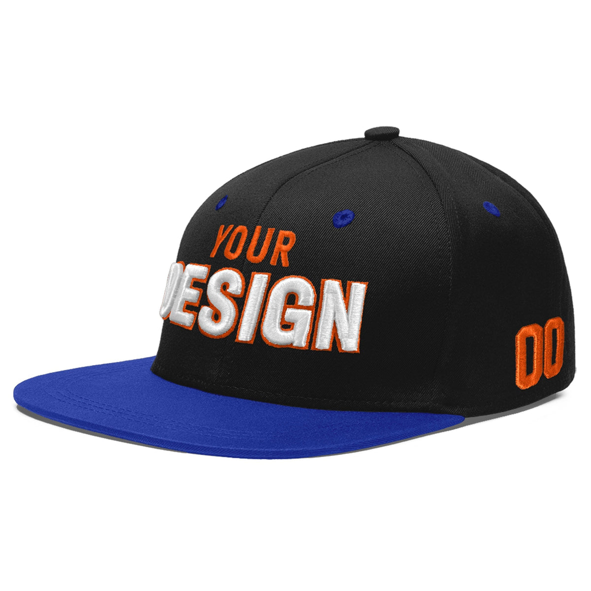 Custom Black Royal Blue 3D Puff Embroidery Flat Embroidery Casual Sport Baseball Cap