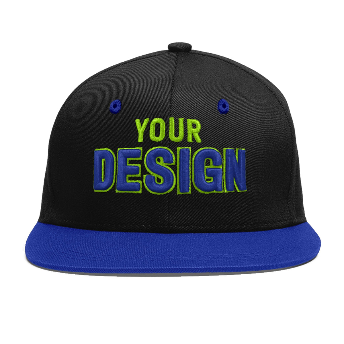 Custom Black Royal Blue 3D Puff Embroidery Flat Embroidery Casual Sport Baseball Cap