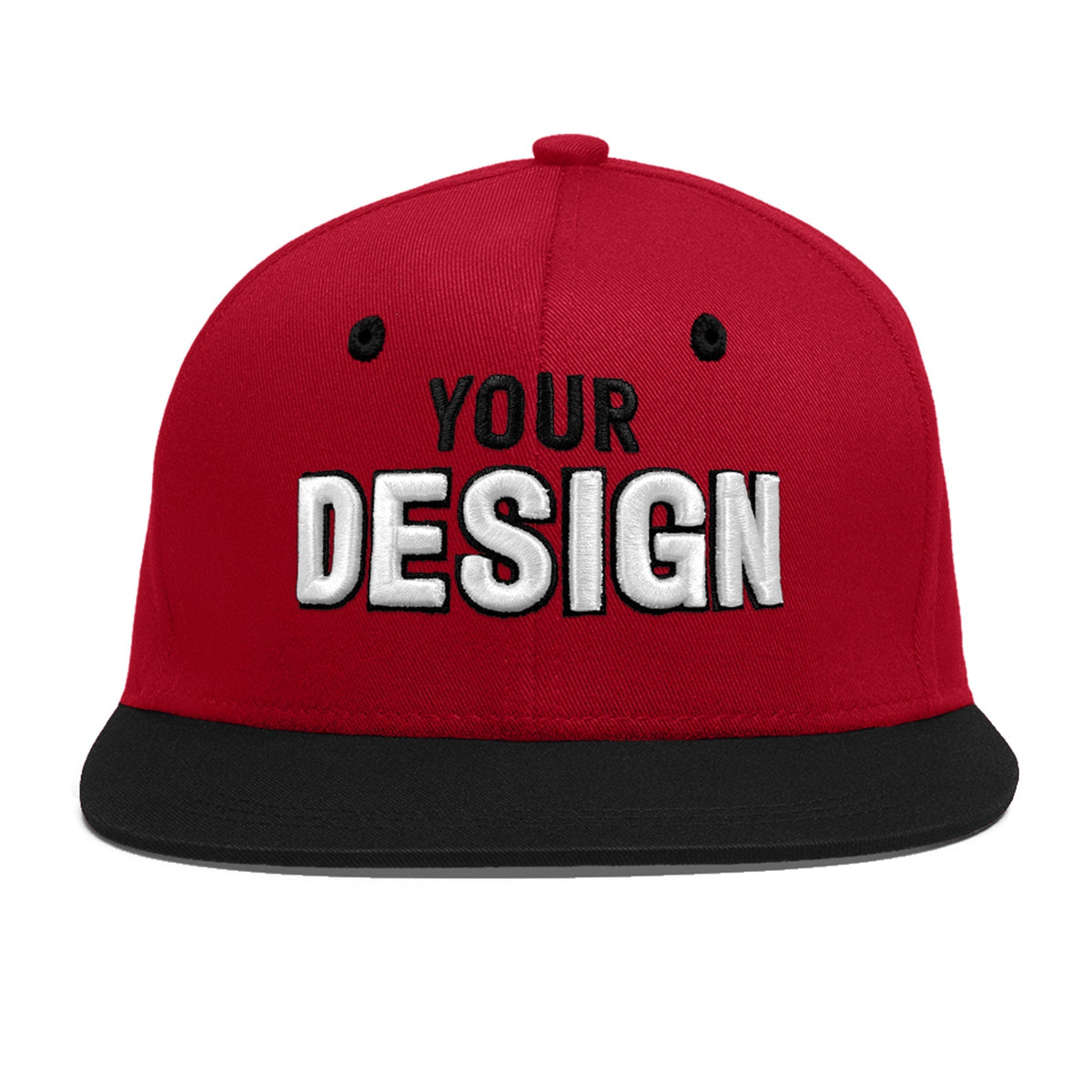 Custom Red Black 3D Puff Embroidery Flat Embroidery Casual Sport Baseball Cap