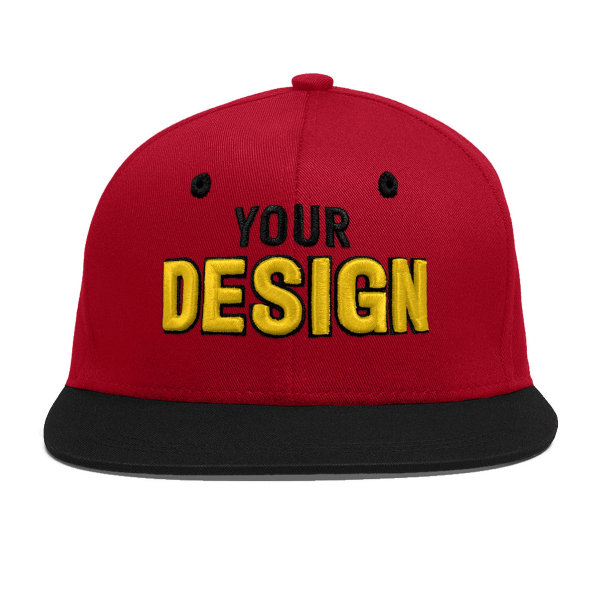 Custom Red Black 3D Puff Embroidery Flat Embroidery Casual Sport Baseball Cap