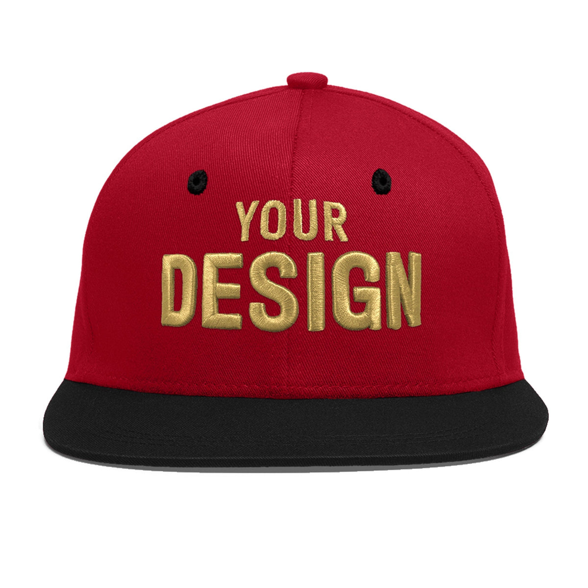 Custom Red Black 3D Puff Embroidery Flat Embroidery Casual Sport Baseball Cap