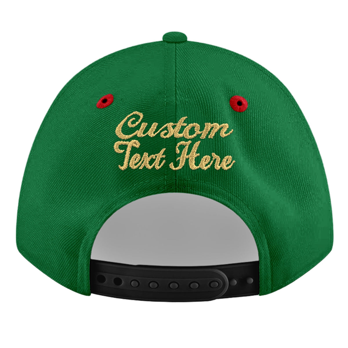 Custom Kelly Green Red 3D Puff Embroidery Flat Embroidery Casual Sport Baseball Cap
