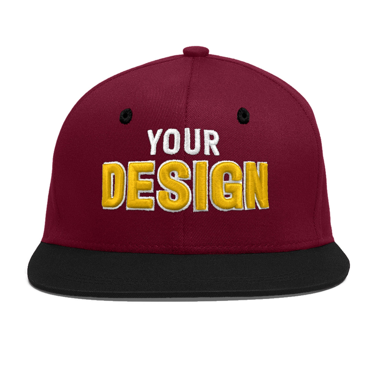 Custom Navy Orange 3D Puff Embroidery Flat Embroidery Casual Sport Baseball Cap