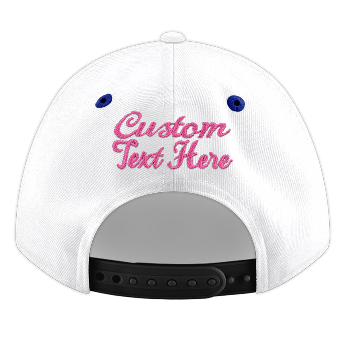 Custom White Royal Blue 71D Puff Embroidery Flat Embroidery Casual Sport Baseball Cap