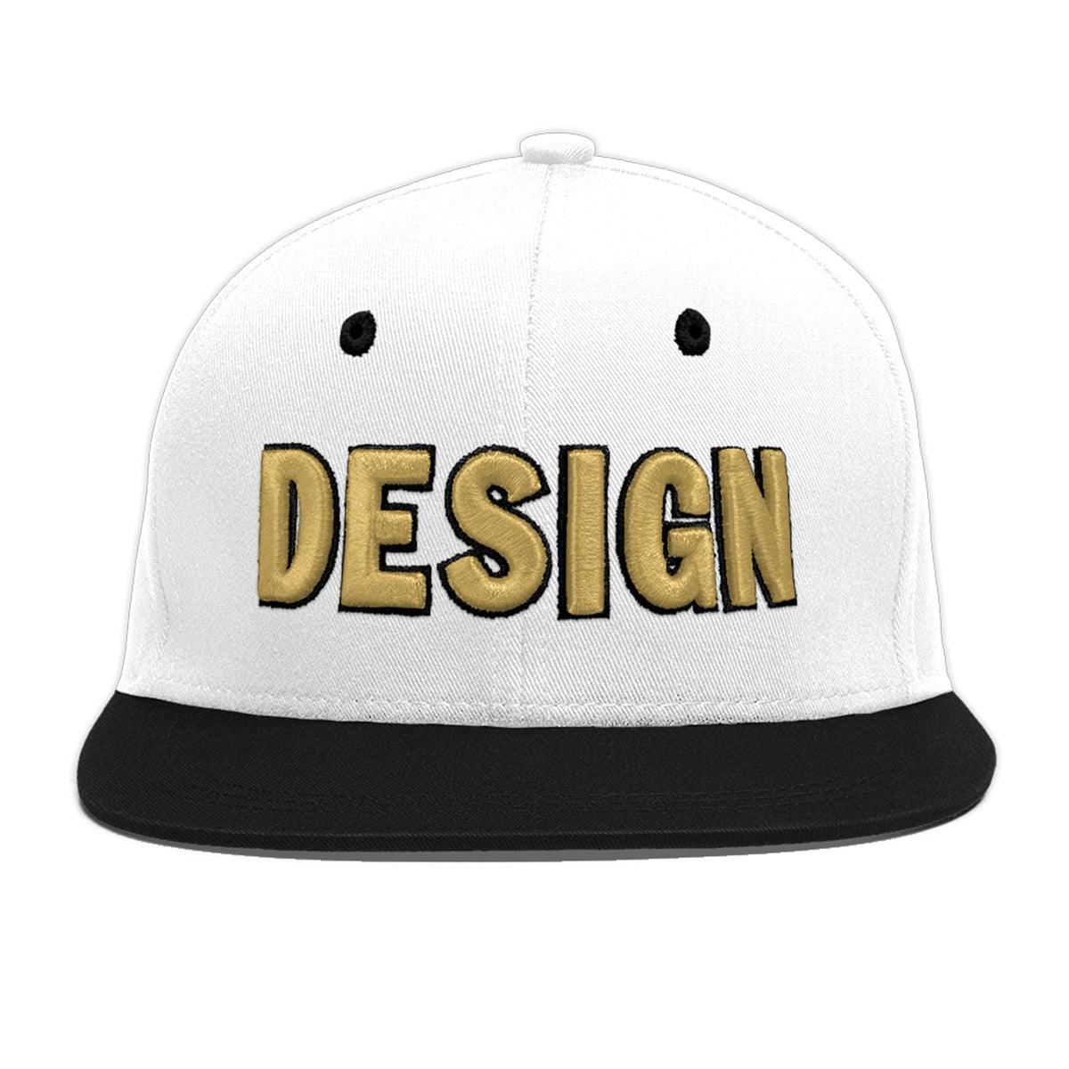 Custom White Black 3D Puff Embroidery Flat Embroidery Casual Sport Baseball Cap