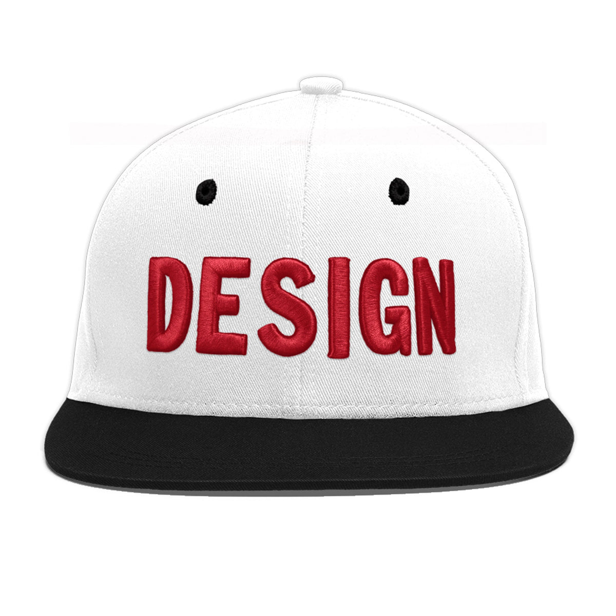 Custom White Black 3D Puff Embroidery Flat Embroidery Casual Sport Baseball Cap