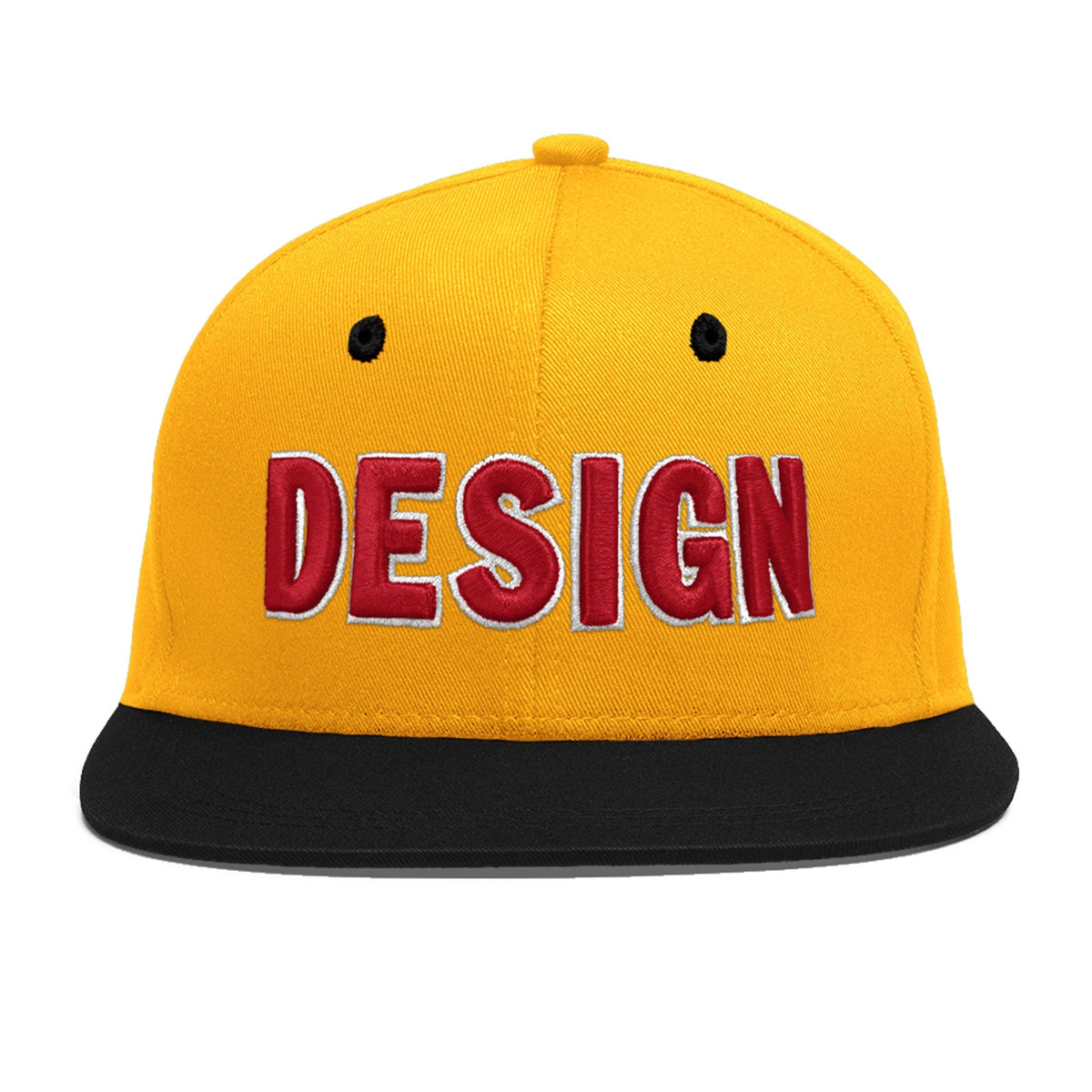 Custom Gold Black 3D Puff Embroidery Flat Embroidery Casual Sport Baseball Cap