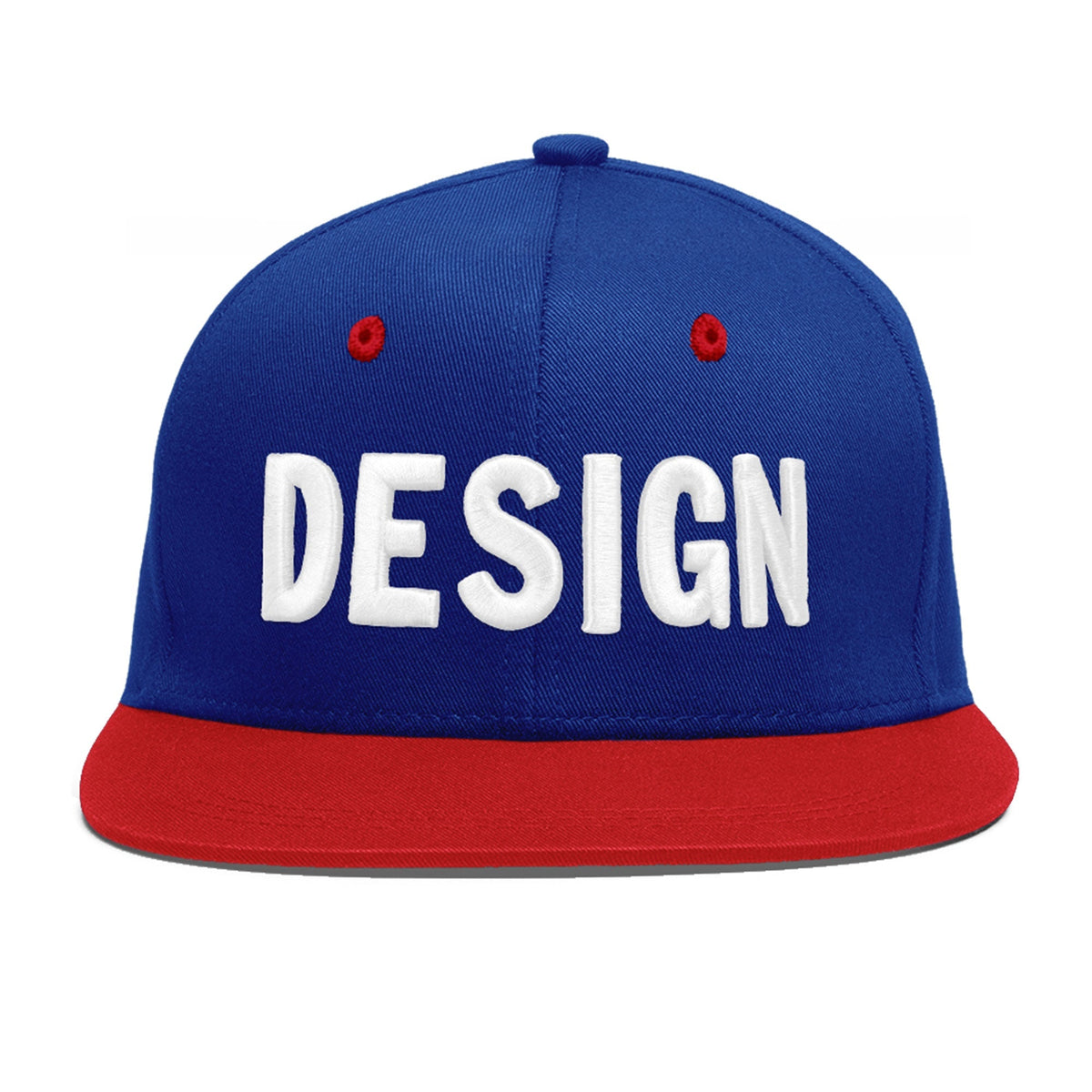 Custom Royal Blue Red 3D Puff Embroidery Flat Embroidery Casual Sport Baseball Cap