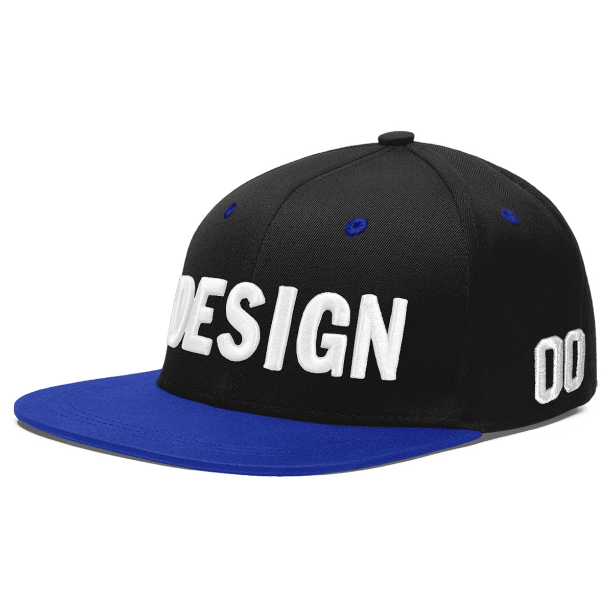 Custom Black Royal Blue 3D Puff Embroidery Flat Embroidery Casual Sport Baseball Cap