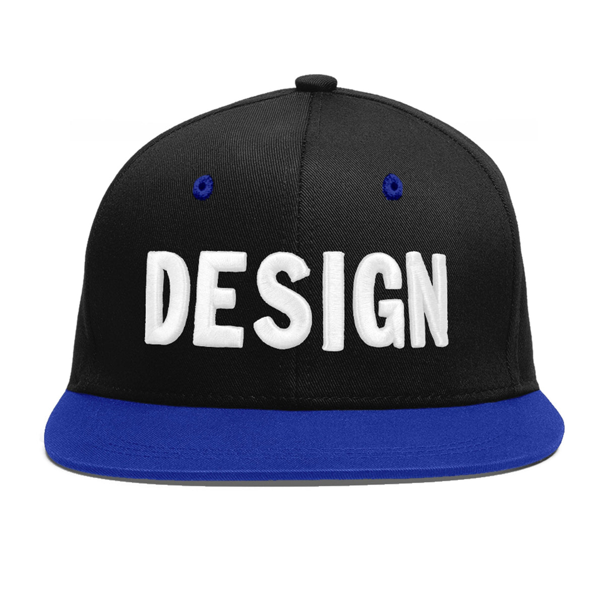 Custom Black Royal Blue 3D Puff Embroidery Flat Embroidery Casual Sport Baseball Cap
