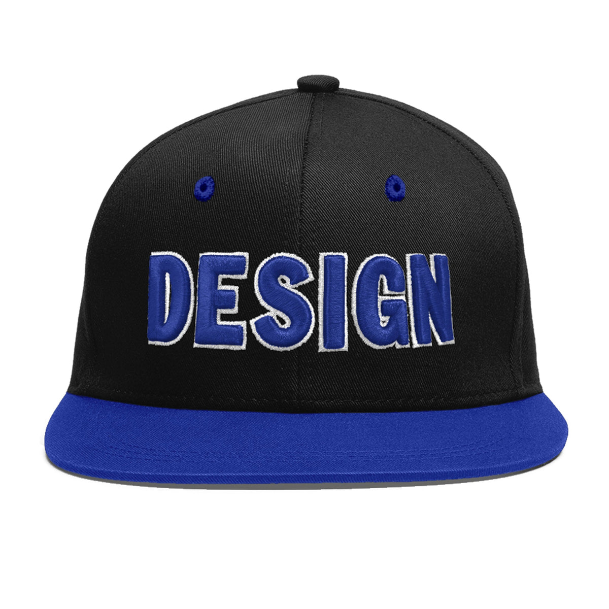 Custom Black Royal Blue 3D Puff Embroidery Flat Embroidery Casual Sport Baseball Cap