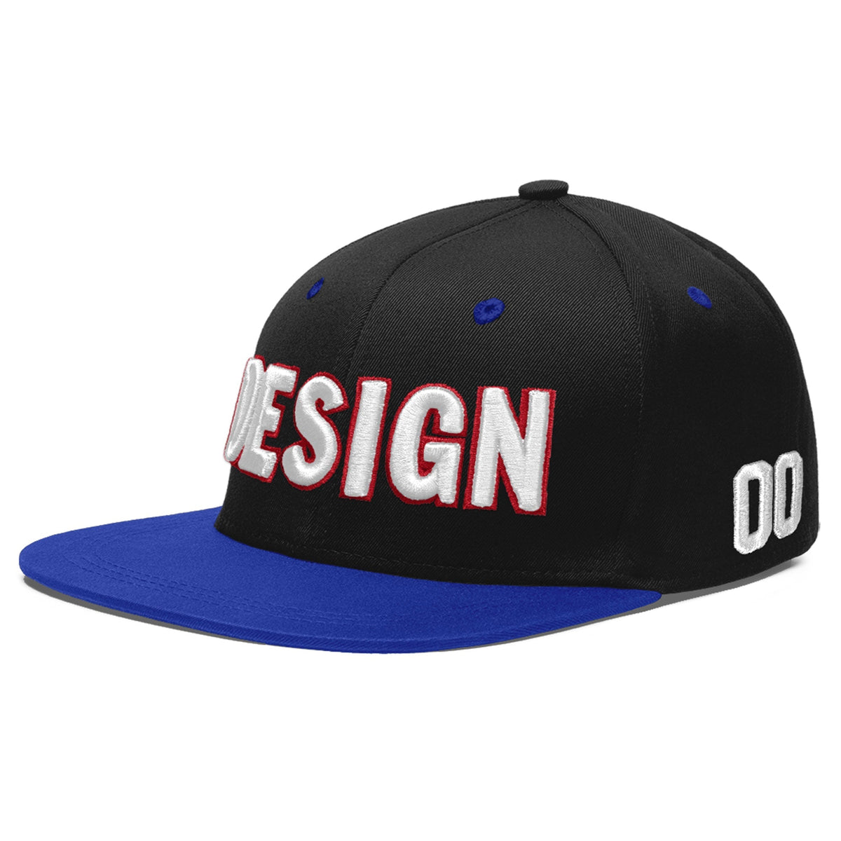 Custom Black Royal Blue 3D Puff Embroidery Flat Embroidery Casual Sport Baseball Cap