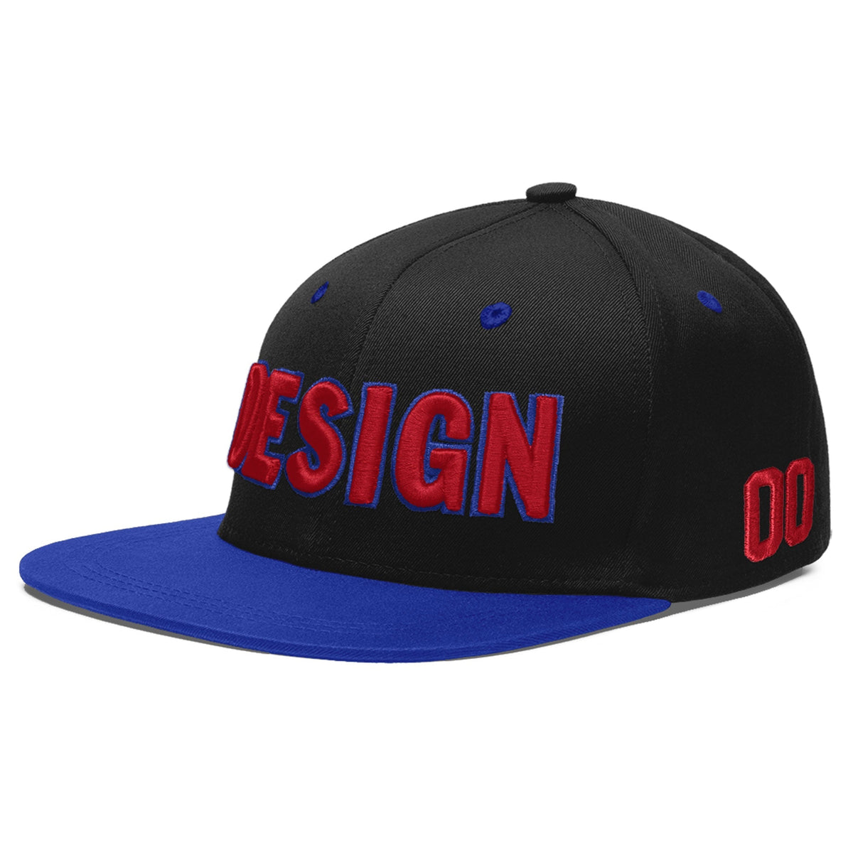 Custom Black Royal Blue 3D Puff Embroidery Flat Embroidery Casual Sport Baseball Cap