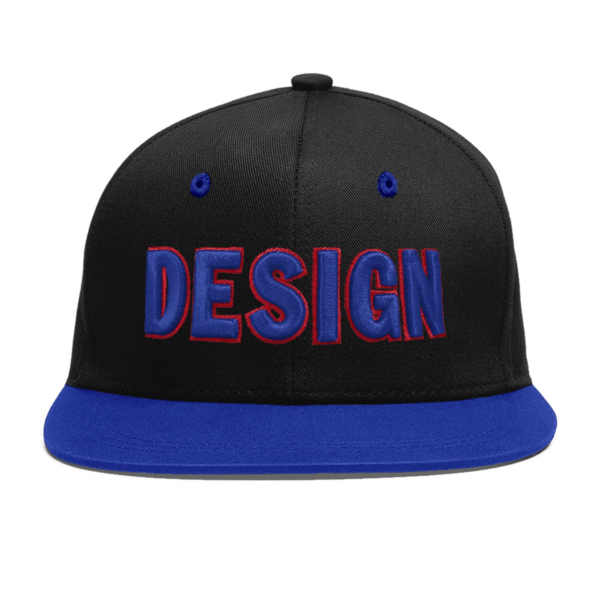 Custom Black Royal Blue 3D Puff Embroidery Flat Embroidery Casual Sport Baseball Cap