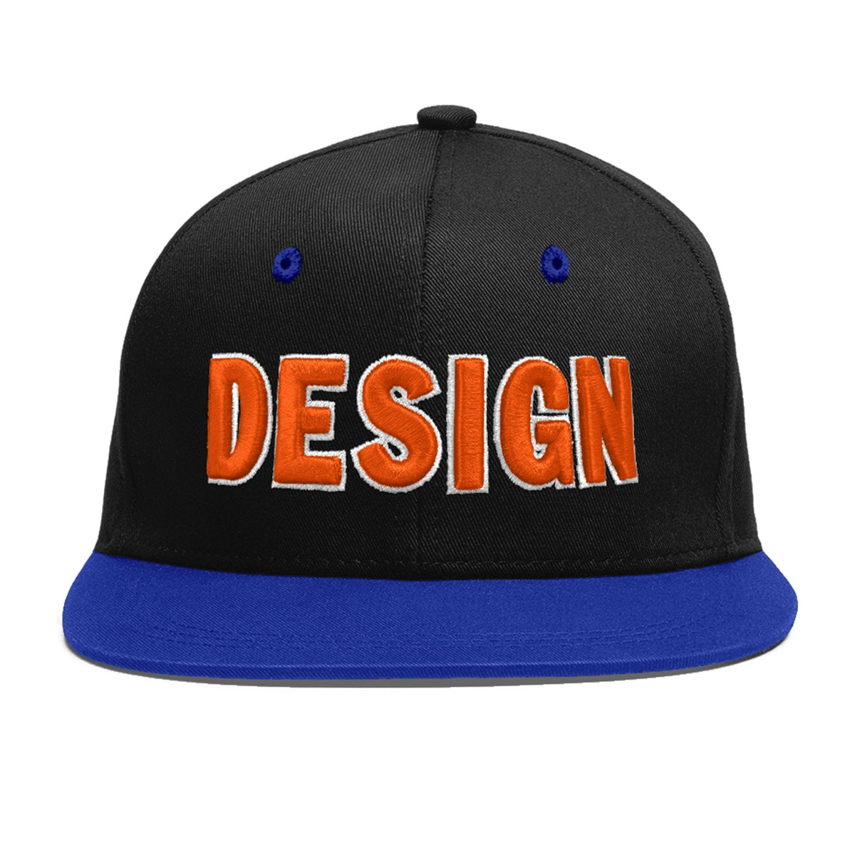 Custom Black Royal Blue 3D Puff Embroidery Flat Embroidery Casual Sport Baseball Cap
