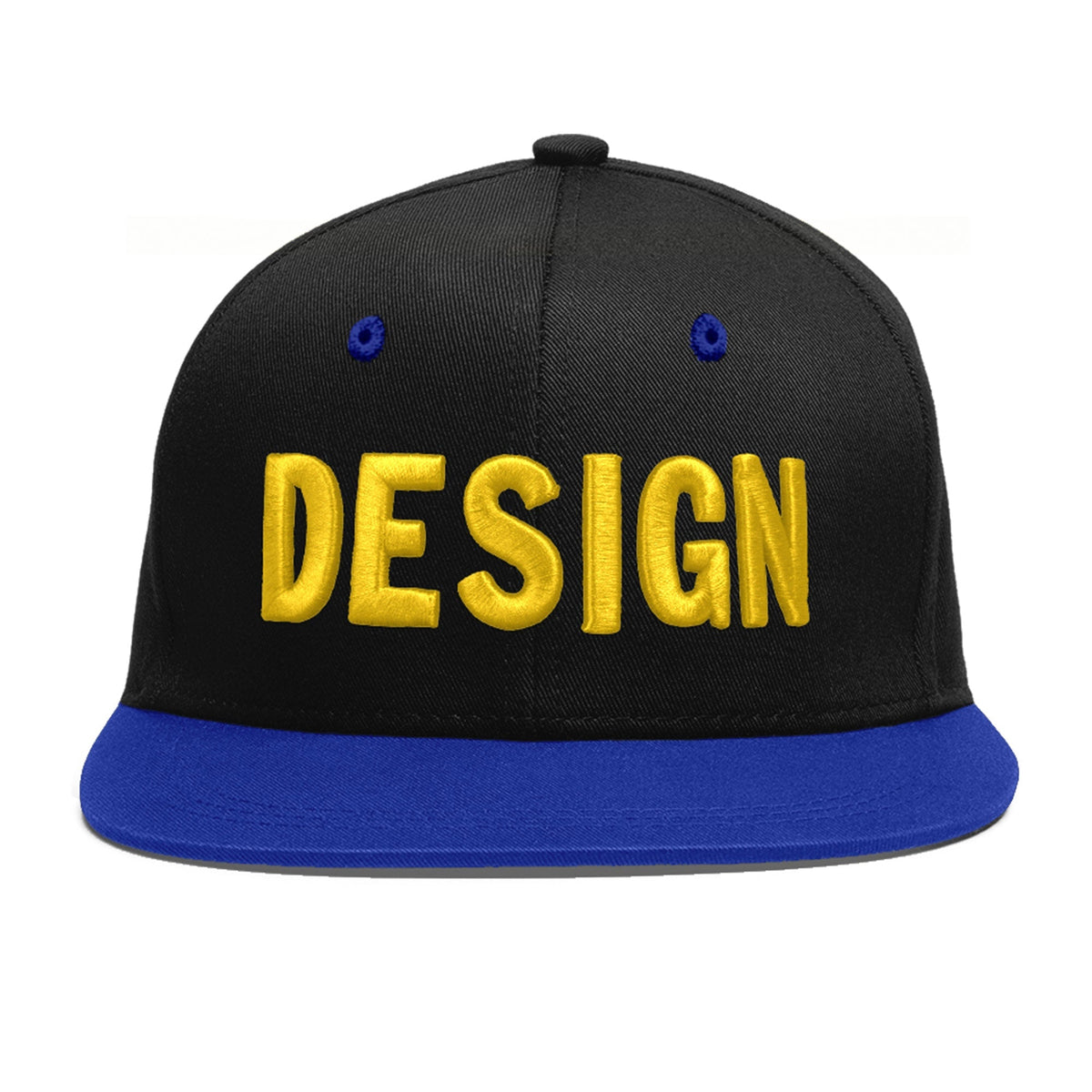 Custom Black Royal Blue 3D Puff Embroidery Flat Embroidery Casual Sport Baseball Cap