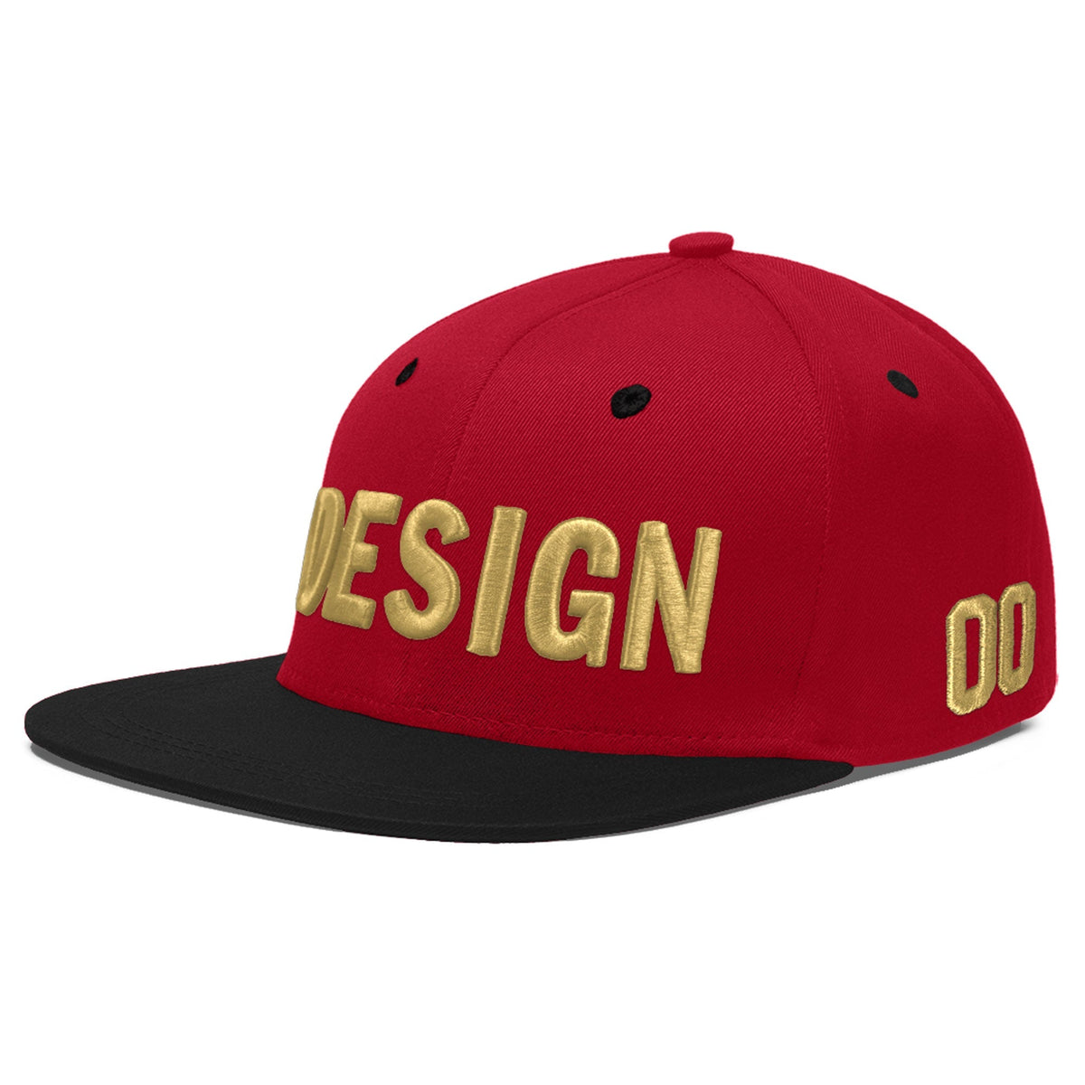 Custom Red Black 3D Puff Embroidery Flat Embroidery Casual Sport Baseball Cap