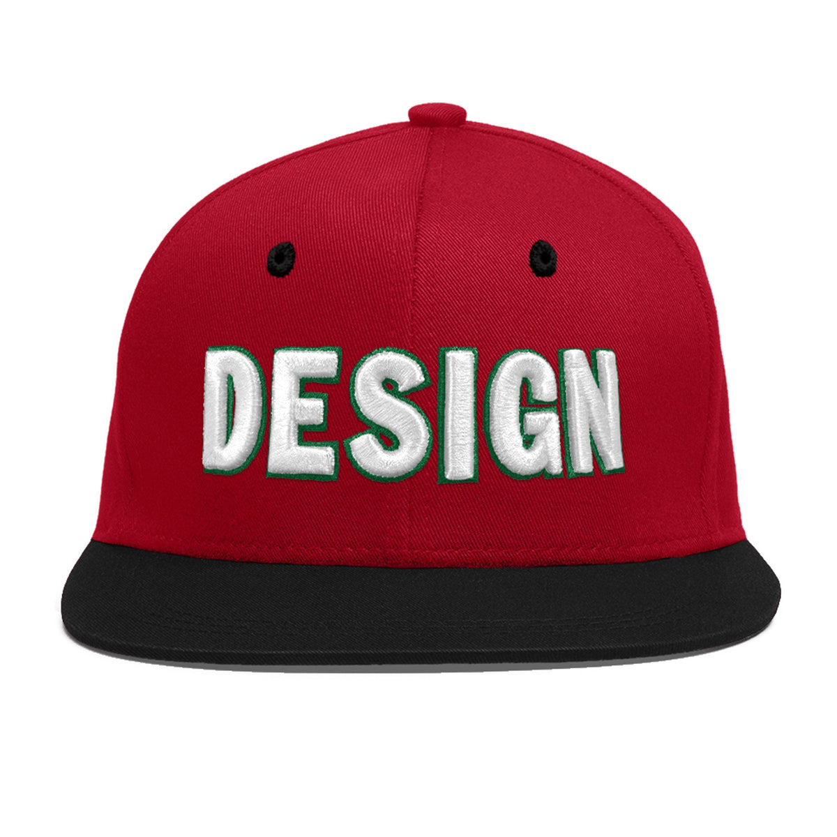 Custom Red Black 3D Puff Embroidery Flat Embroidery Casual Sport Baseball Cap