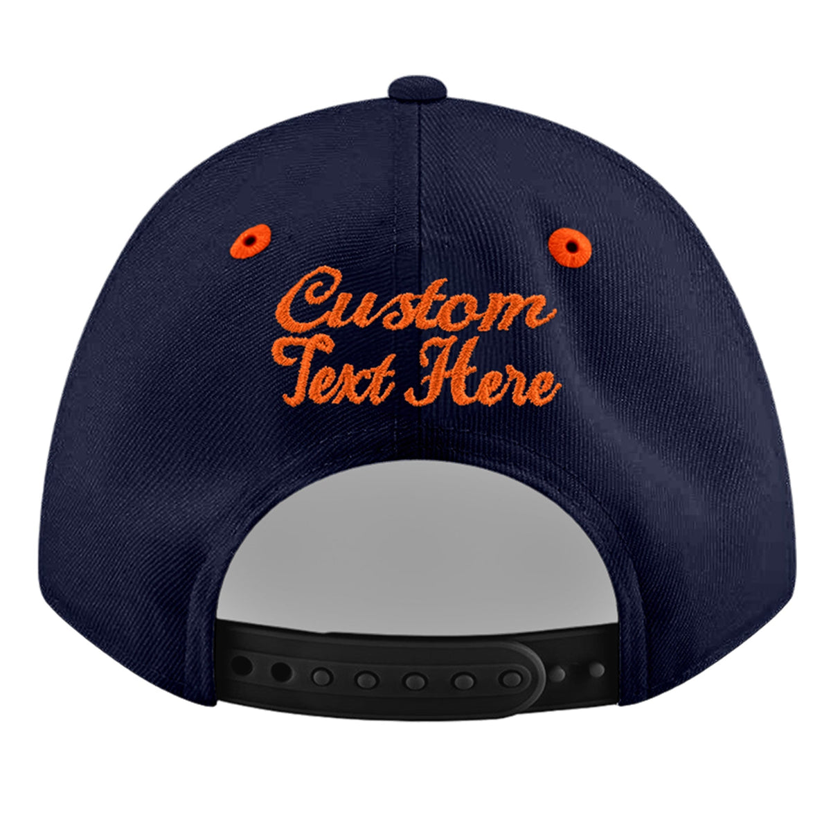 Custom Navy Orange 3D Puff Embroidery Flat Embroidery Casual Sport Baseball Cap