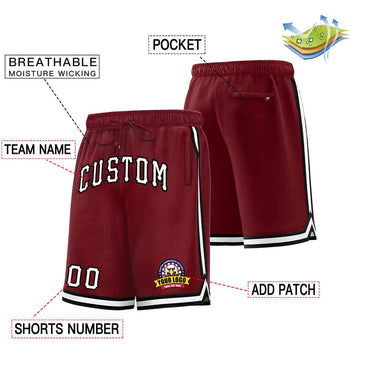 Custom Maroon White-Black Classic Style Basketball Mesh Shorts