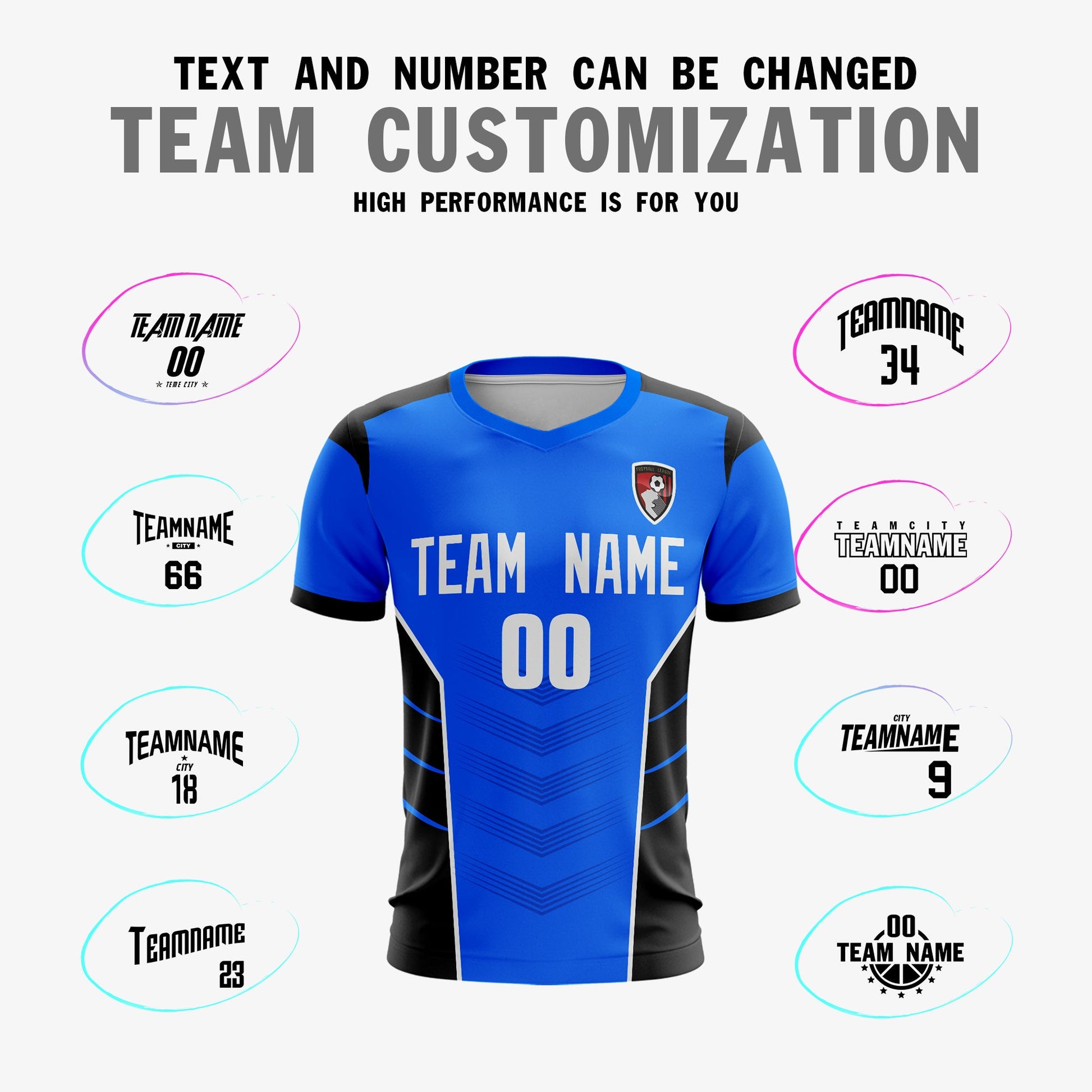 Custom Blue White-Black Sport Soccer Tops Jersey