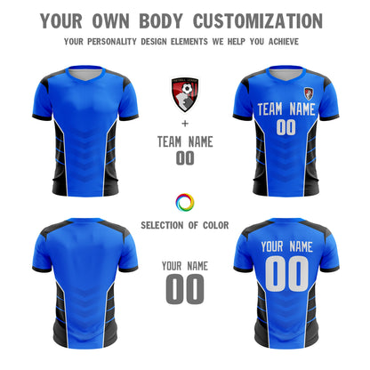 Custom Blue White-Black Sport Soccer Tops Jersey