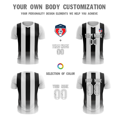 Custom White Black Sport Soccer Tops Jersey
