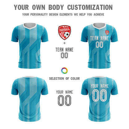 Custom Light Blue White Sport Soccer Tops Jersey