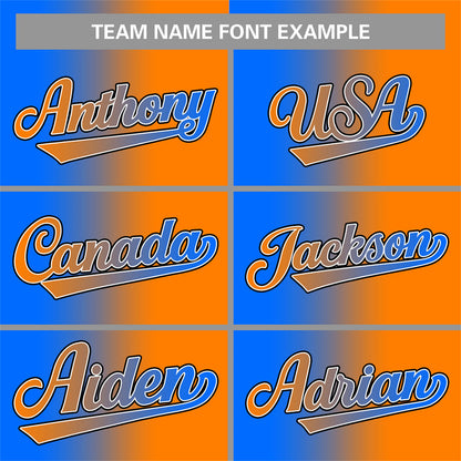 Custom Orange Powder Blue-Black Gradient Fashion Authentic Baseball Jersey