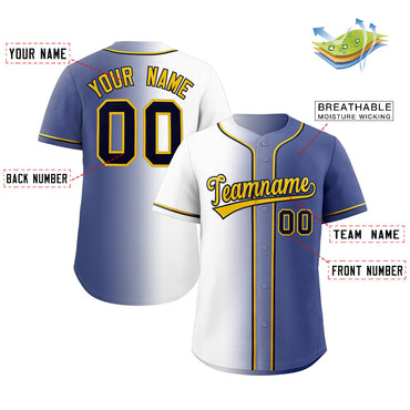 Custom White Yellow-Black Gradient Fashion Authentic Baseball Jersey