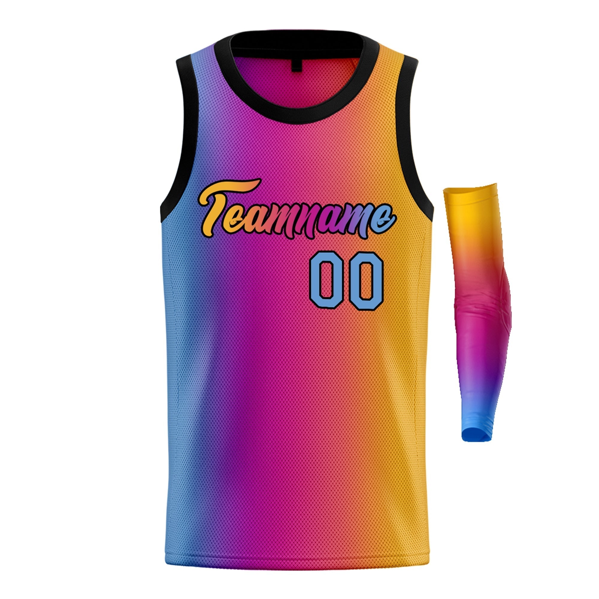 Custom Light Blue Yellow-Black Gradient Fashion Tops Basketball Jersey