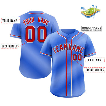 Custom Royal Red-White Gradient Fashion Authentic Baseball Jersey