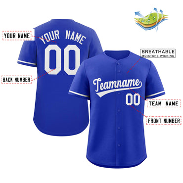 Custom Royal White Classic Style Authentic Baseball Jersey