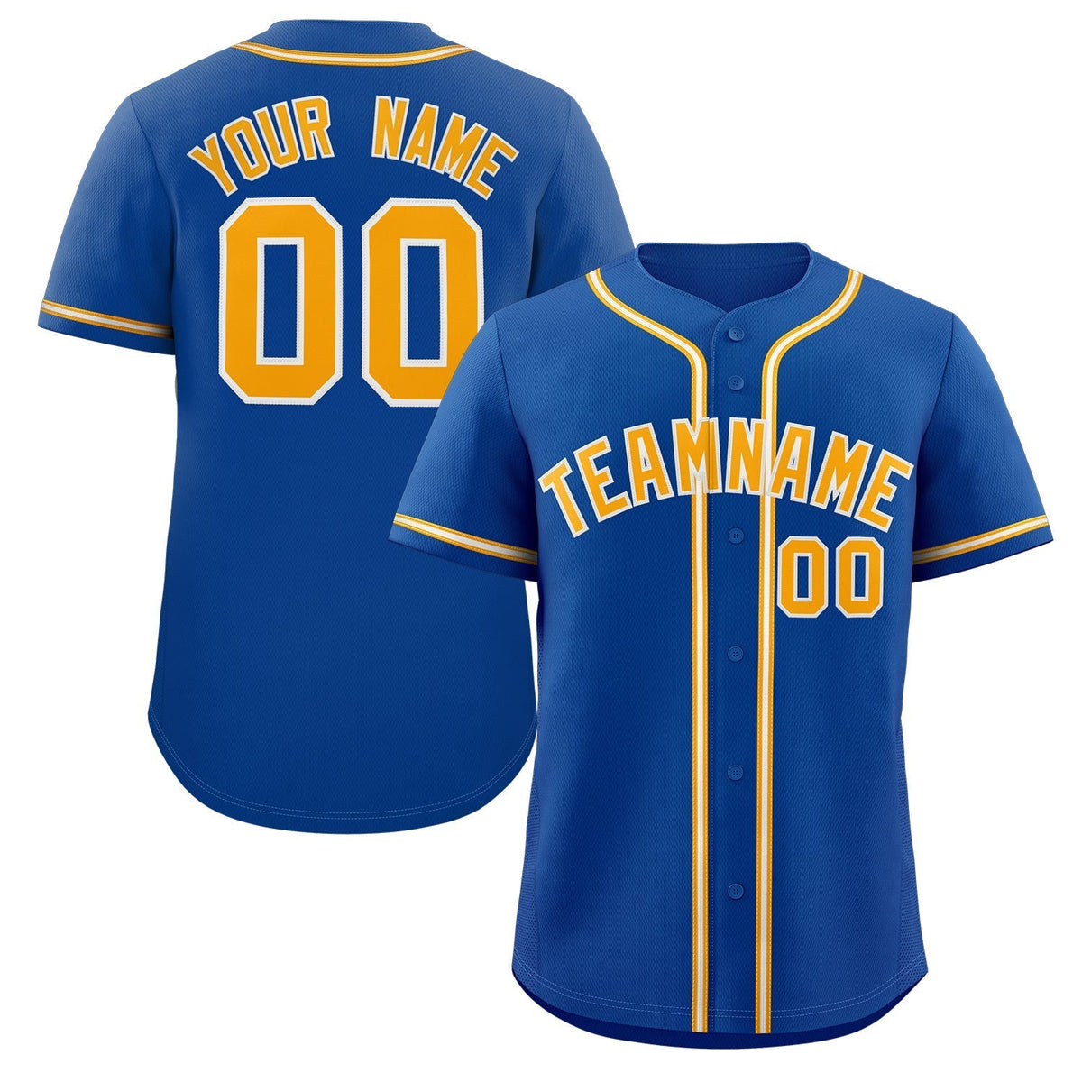 Custom Royal Gold-White Classic Style Authentic Baseball Jersey