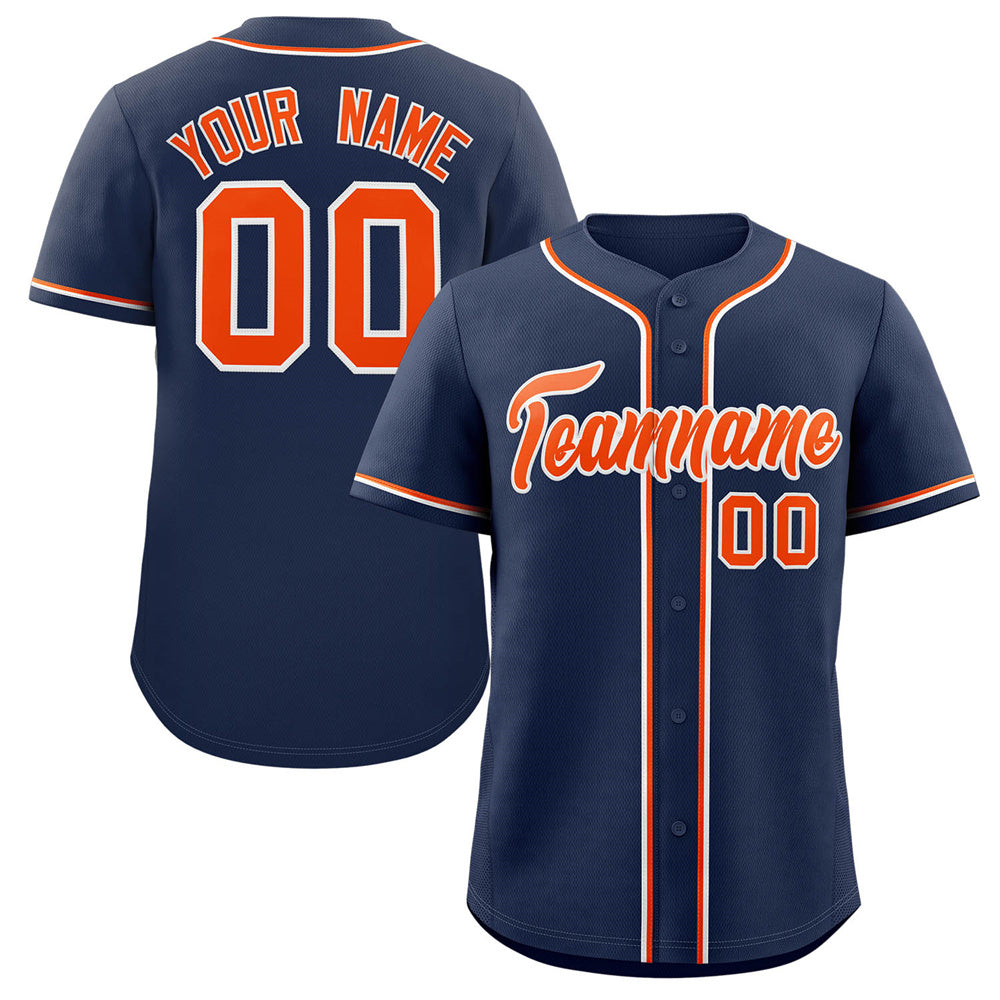 Custom Navy Orange-White Classic Style Authentic Baseball Jersey