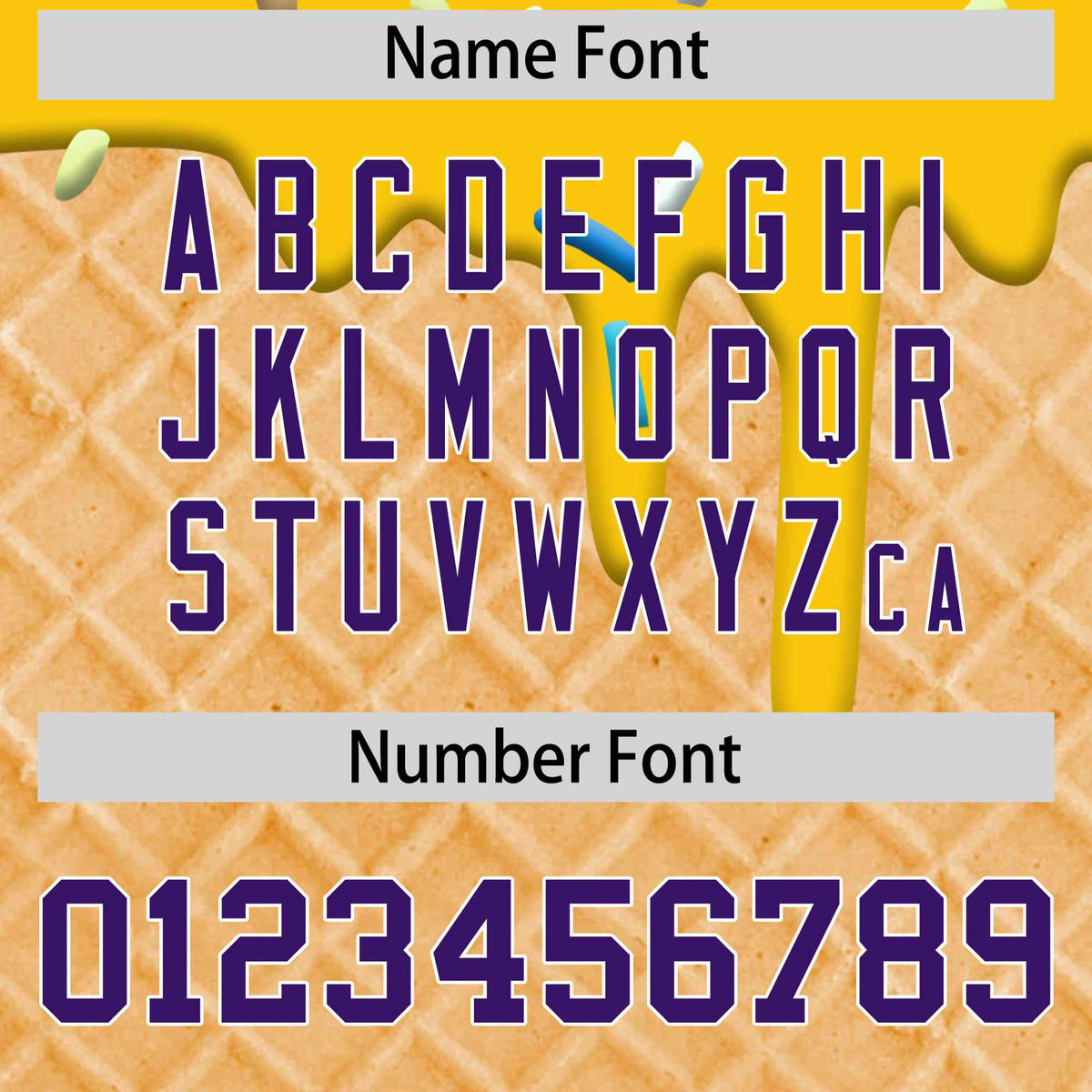 Custom Gold Ice Cream Cone Graffiti Pattern Full-Snap Varsity Letterman Jackets