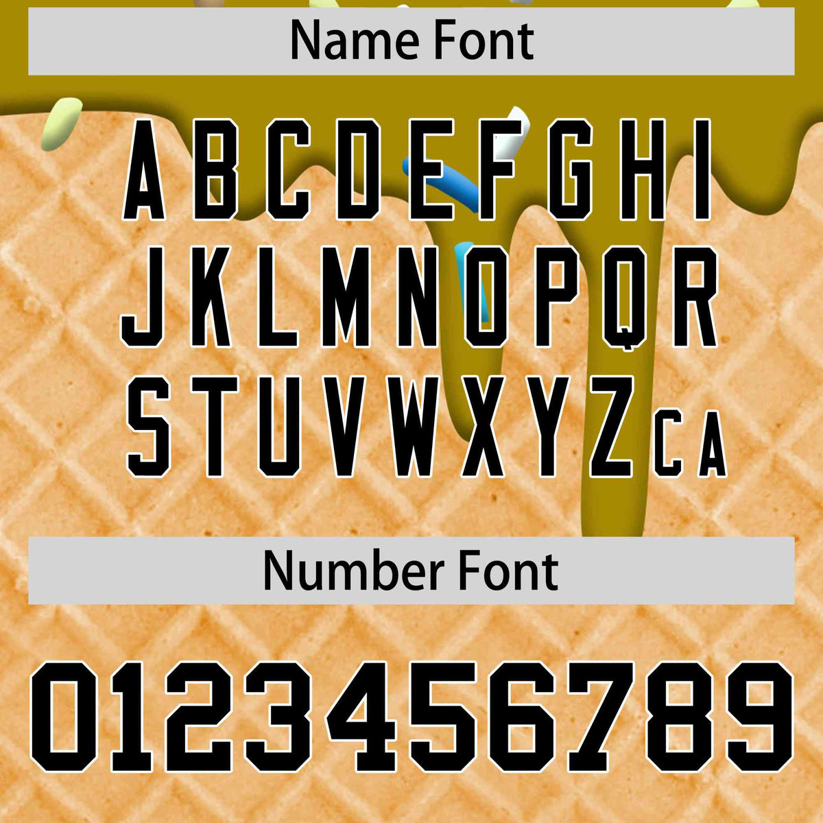 Custom Old Gold Ice Cream Cone Graffiti Pattern Full-Snap Varsity Letterman Jackets