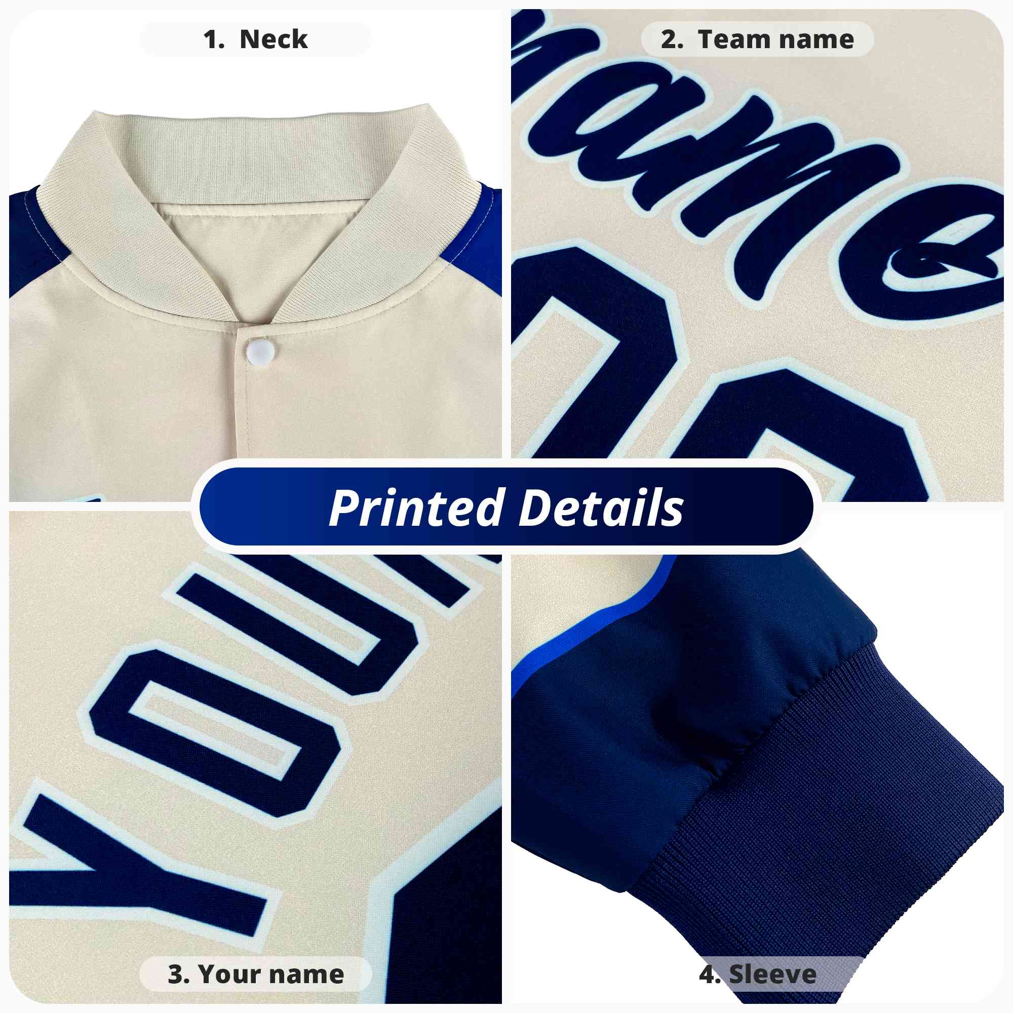 Custom Sky Blue Ice Cream Cone Graffiti Pattern Full-Snap Varsity Letterman Jackets