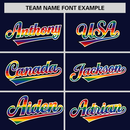 Custom Navy LGBT Rainbow For Pride Month Classic Style Letterman Baseball Jacket