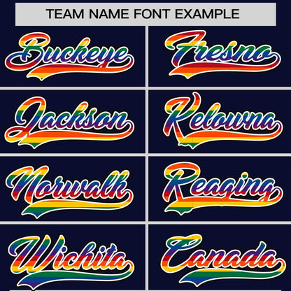 Custom Navy LGBT Rainbow For Pride Month Classic Style Letterman Baseball Jacket