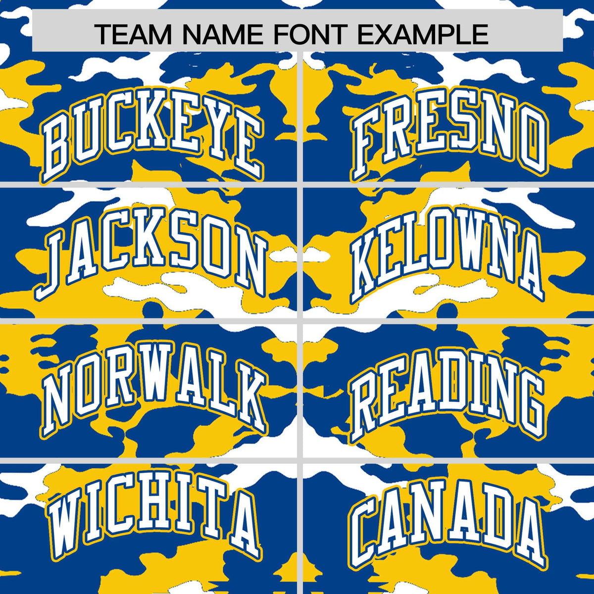 Custom Royal Gold-White Varsity Full-Snap Camo Letterman Jacket